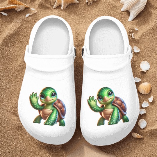 Adorable Waving Turtle Nurse Clogs