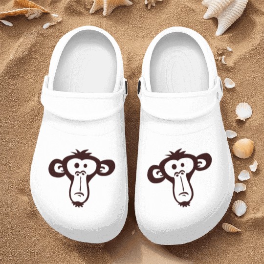 Sad Confused Monkey Head Funny Bored Primate Face Nurse Clogs