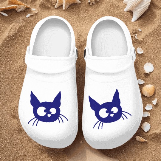 Crazy Cat Squinting Funny Eyes Grimace Fun Cartoon Nurse Clogs