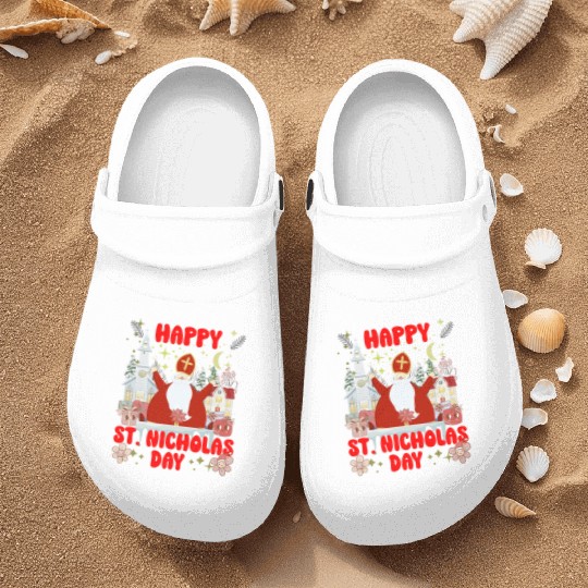 Happy saint Nicholas dayretro logo Nurse Clogs