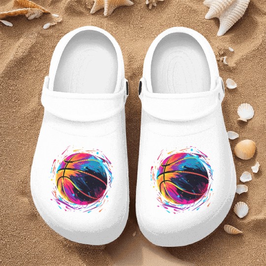 Retro Basketball Synthwave Nurse Clogs