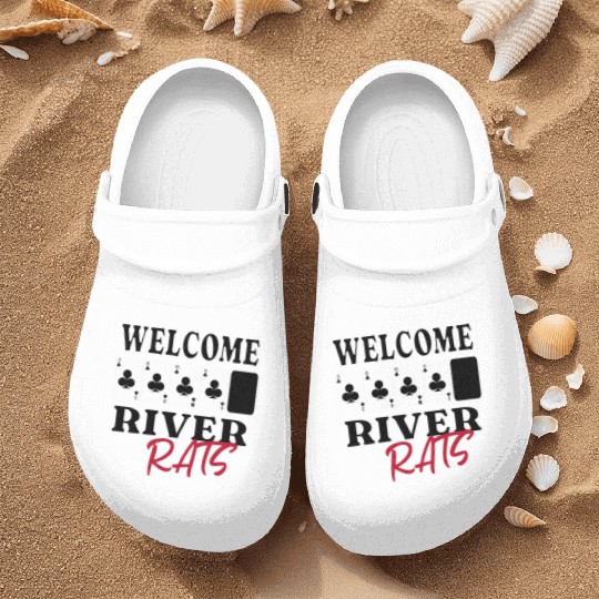 Welcome River Rats Texas Hold'em Poker Apparel Nurse Clogs