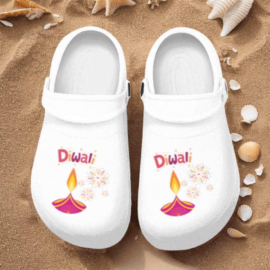 Diwali Design with Lamp & Festive Fireworks Nurse Clogs