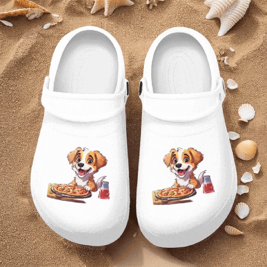 doggy with pizza Nurse Clogs