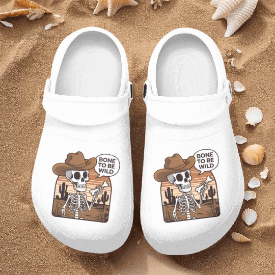 Bone to be Wild Funny Skeleton Wild West Nurse Clogs
