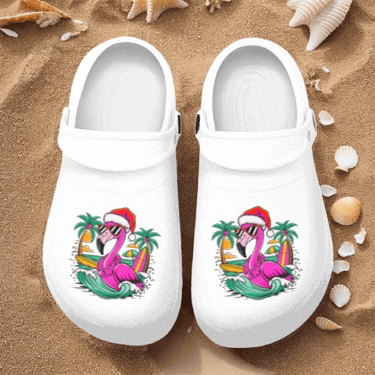 Flamingo cheers Christmas Holiday in Sea Beach Nurse Clogs
