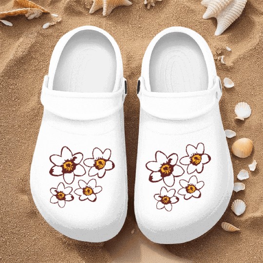 Beautiful White Daisies Flowers Spring Summer Fun Nurse Clogs