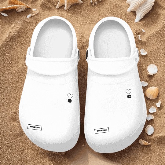 Heart and logo CClovell White Nurse Clogs