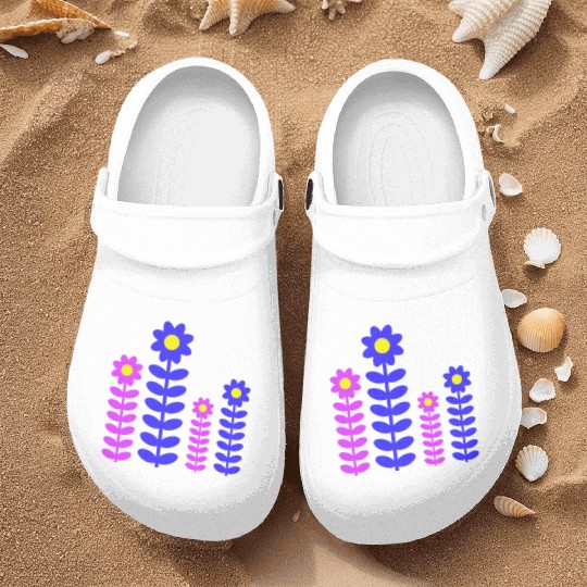 Many Pretty Daisy Flowers Decorative Nature Design Nurse Clogs
