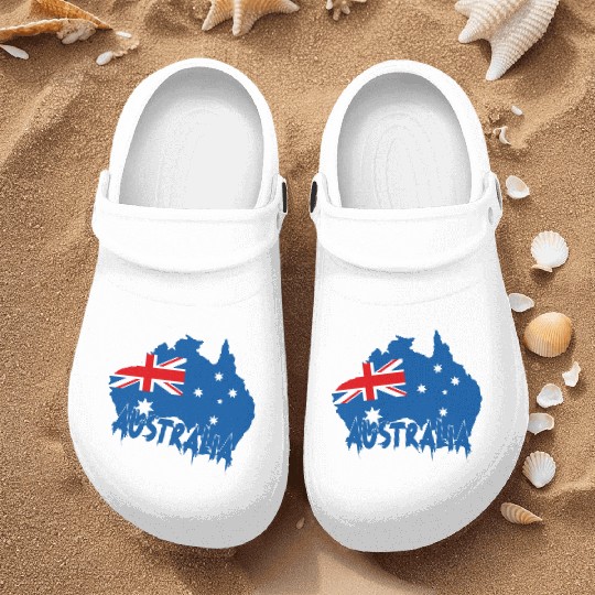 Aussie Flag Map Nurse Clogs Design