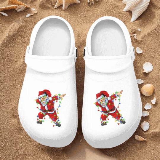 Dabbing Santa Christmas Lights Nurse Clogs