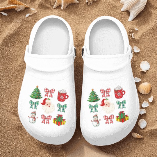 Christmas Coquette Bow Holiday Santa Family Tree Nurse Clogs