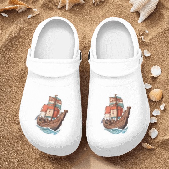 Viking Ship Adventure Art Nurse Clogs