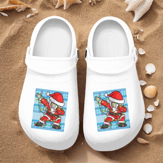 Dabbing Santa Christmas Lights Nurse Clogs