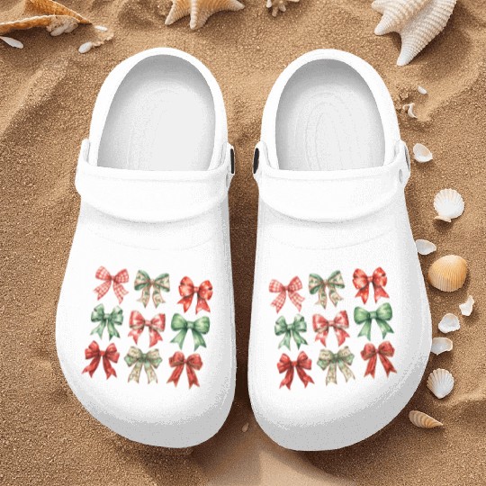 Christmas Coquette Bow, Cute Christmas Nurse Clogs