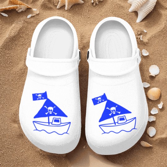 Cute Little Pirate Ship Painted Children Drawing Nurse Clogs