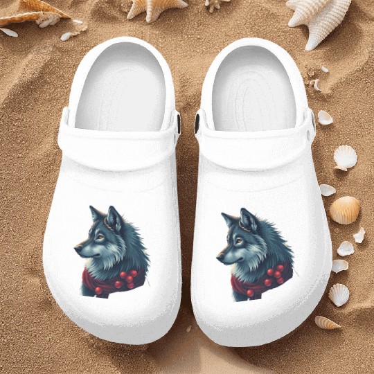 Winter Wolf Holiday Nurse Clogs