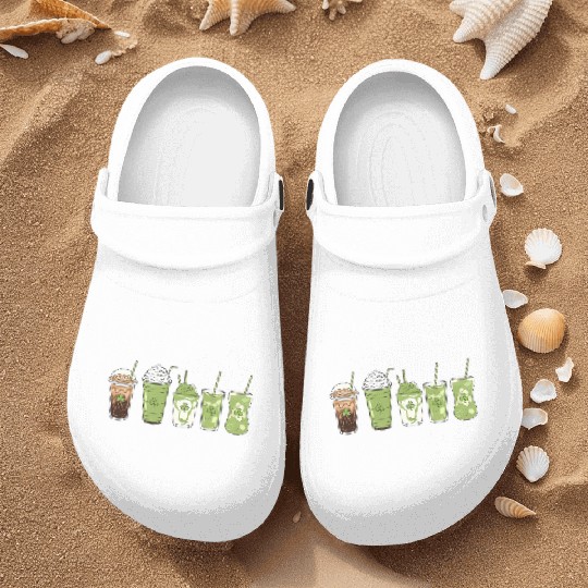 Coffee Latte Green Cute Irish St Patrick's Day Nurse Clogs