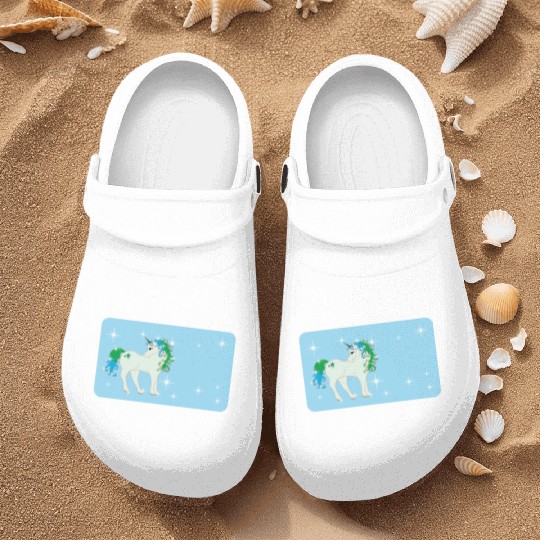 Fantasy unicorn - aqua blue - design for kids Nurse Clogs