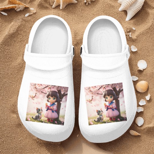 An anime character with a cute cat Nurse Clogs