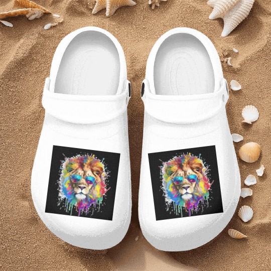 RAINBOW LION Nurse Clogs
