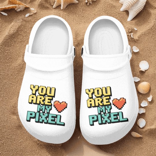 Gamer Valentine's Pixel 8-bit Gaming Couple Nurse Clogs