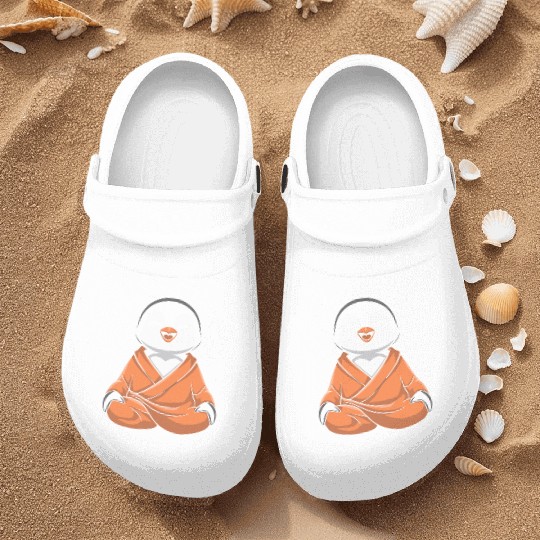Meditating Penguin in Zen Robe Serenity Nurse Clogs