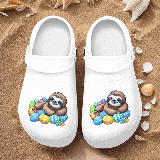 Cute Sloth Easter Egg Cartoon Chilling Nurse Clogs