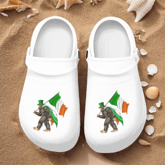 St. Patrick's Day Bigfoot Ireland Flag Nurse Clogs