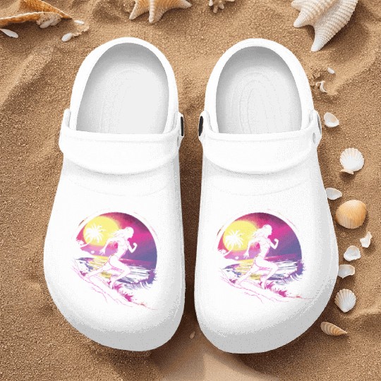Female Runner Synthwave Nurse Clogs
