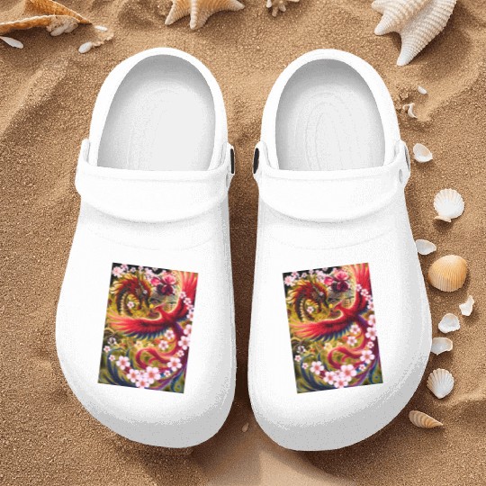 Chinese Dragon and Phoenix Nurse Clogs