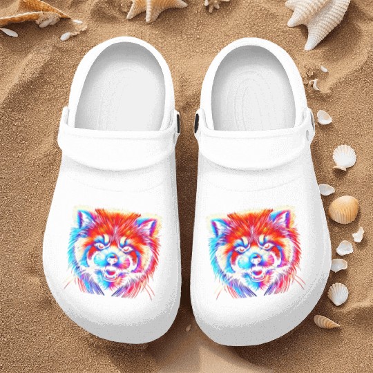 Colorful Red Panda Face – Bold Neon Pop Art Nurse Clogs