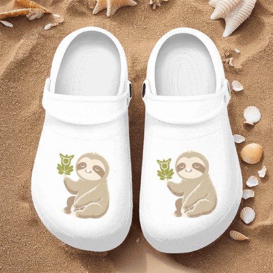 Taurus Zodiac Sloth with Leaf Symbol Serenity Nurse Clogs