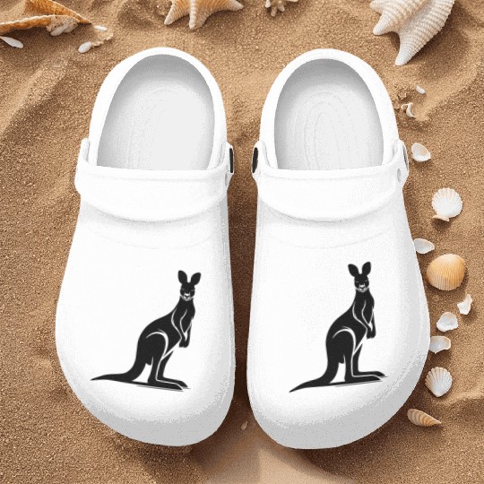 Wild Animal Silhouette With Typical Kangaroo Pose Nurse Clogs