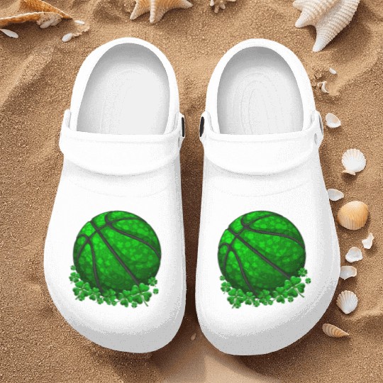 Basketball Shamrock Lucky Clover St Patrick's Day Nurse Clogs