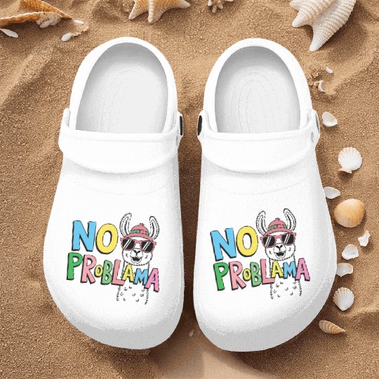 No ProbLama – Funny Casual Colorful Llama Design Nurse Clogs