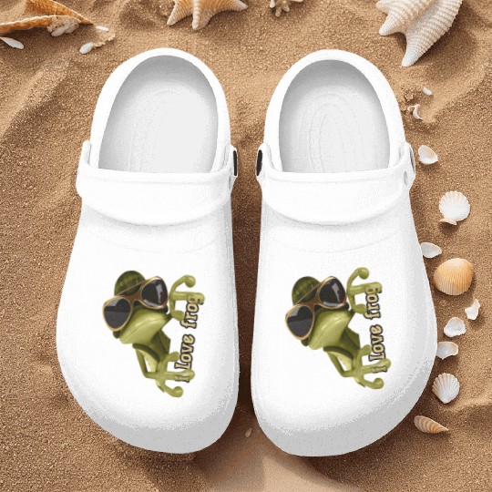 i love frog funny frog design Nurse Clogs
