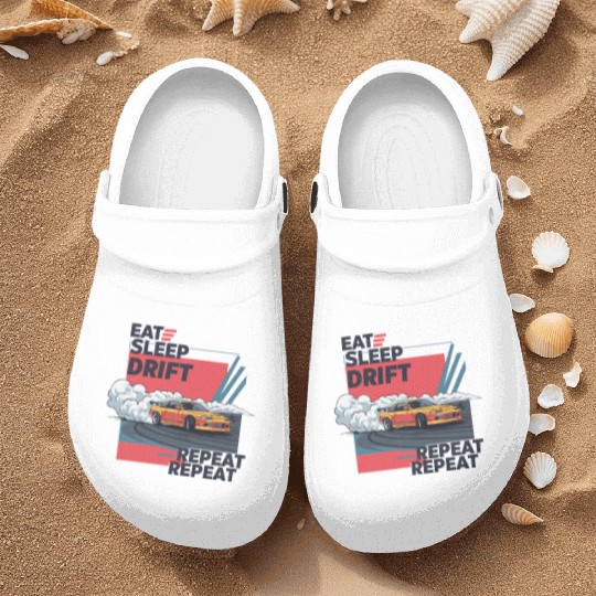 Eat Sleep Drift Repeat Nurse Clogs – Neon JDM Car Raci