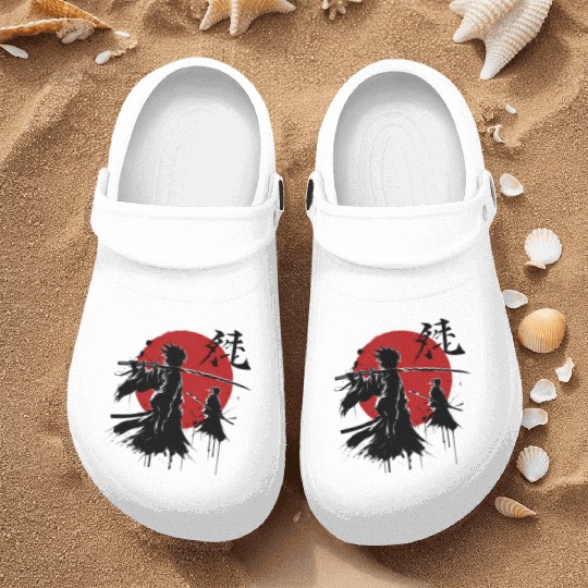 Shadow Samurai Warriors Under Blood Moon Nurse Clogs