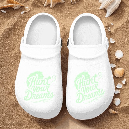 Motivational Typography with Lion Illustration Nurse Clogs