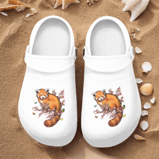 Red Panda Cherry Blossom Nurse Clogs
