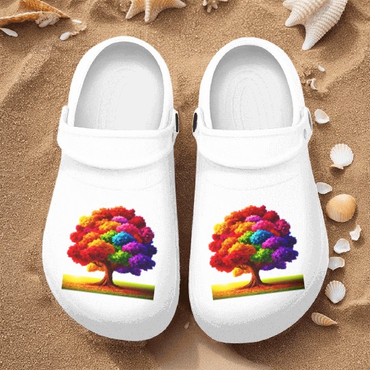 Rainbow colours Spectrum Tree Nurse Clogs