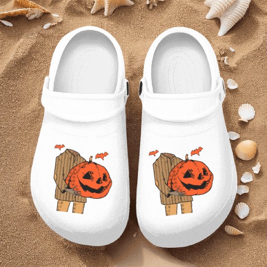 Scary Spooky Jack O Lantern Face Pumpkin Men Boys Nurse Clogs