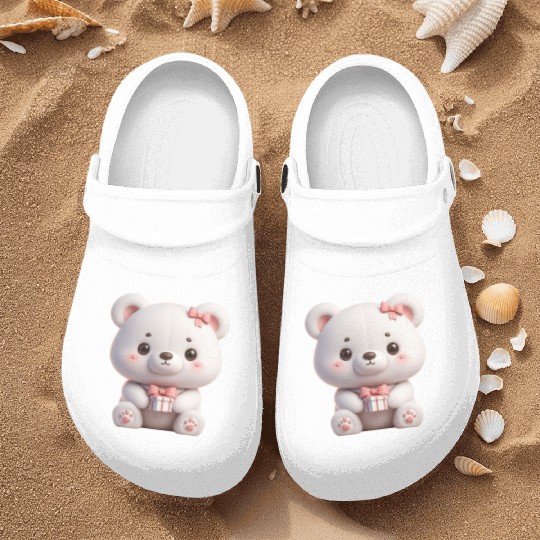 Sweet Teddy Bear and Gift Box Nurse Clogs
