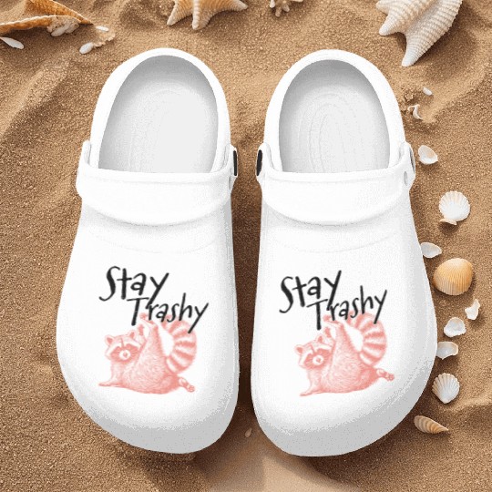 Stay Trashy Raccoon – Funny Meme Nurse Clogs