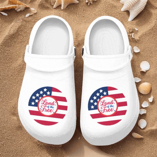 American Flag Design with Patriotic Quote Nurse Clogs