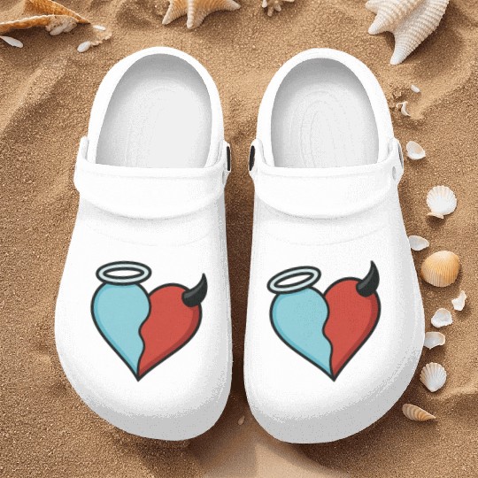 Divided Heart Good and Evil Contrast Angel, Devil Nurse Clogs