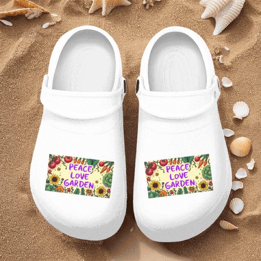 Peace, Love, Garden Nurse Clogs