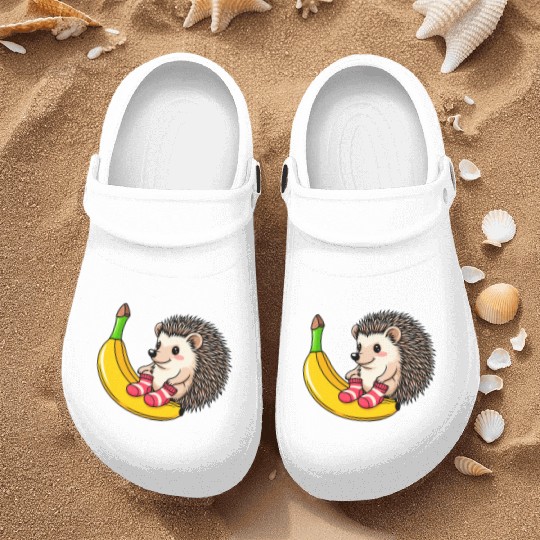 Hedgehog on a Banana Nurse Clogs