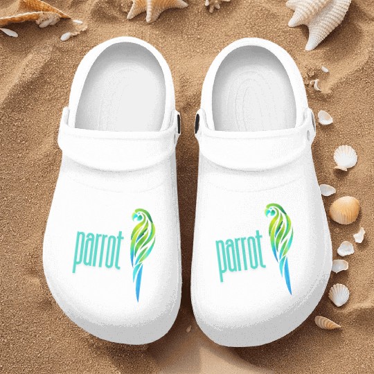 a parrot in a gradient of green and blue colors Nurse Clogs